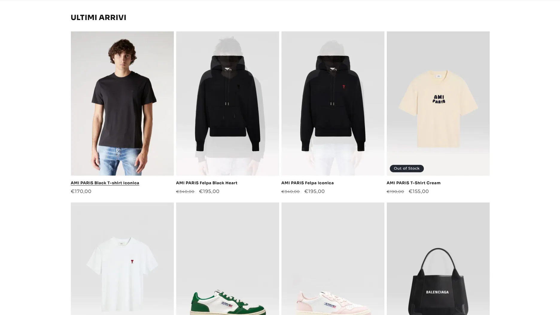 La griglia dei capi in catalogo sul sito 4stock.