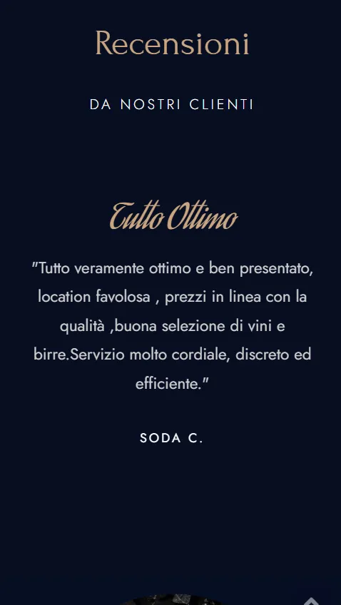 Il menu di navigazione di Dinzu da telefono.